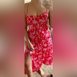 Floral Red and White Women's Dress
